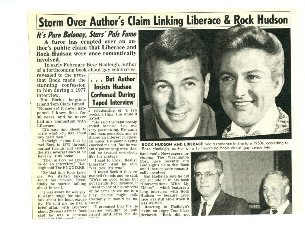 Rock Hudson Liberace 1 page magazine photo clipping C1144