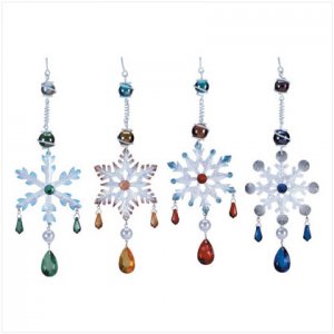   2 Sets 4-pc ea. Snowflake Ornaments