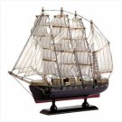 WOOD SAIL BOAT WITH COTTON SAILS, OFFICE DECOR