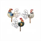 Country Farm Decor, Kitchen Decor, 6 PC ROOSTER WALL HOOK PLAQUES