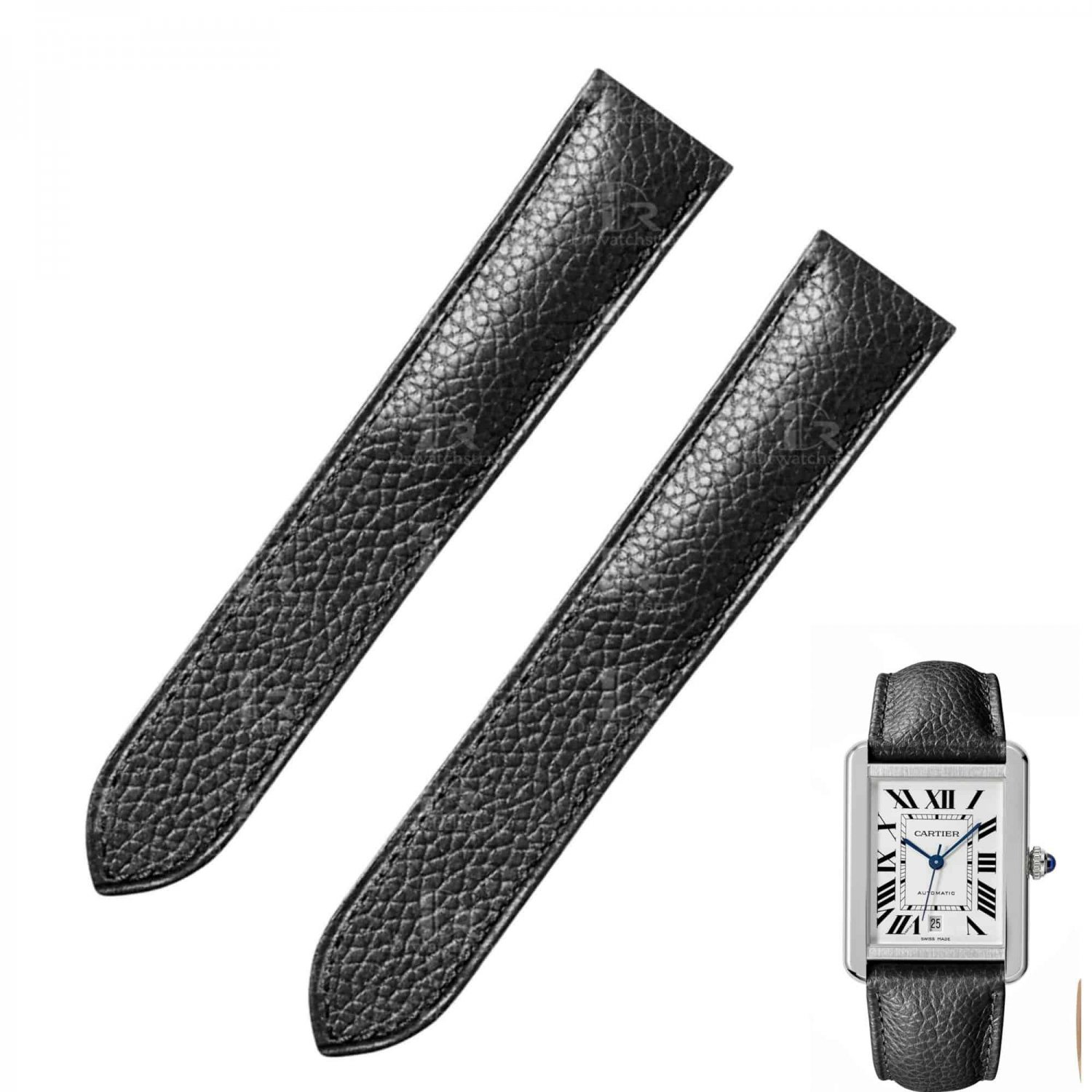 Calf leather watch band for Cartier Tank & Ronde Solo de Cartier