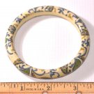vintage ceramic porcelain paisley print bangle bracelet off white