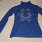 Rock & Republic sweater XS extra small navy blue leather long sleeve shirt top