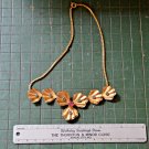 vintage gold flower blue rhinestone necklace floral chain