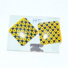 vintage enamel yellow checkered pierced earrings