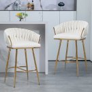 26” Counter Height Velvet Bar Stools, Kitchen Island Chairs with Gold Base, Beige 26” Counter Height Velvet Bar Stools, Kitchen Island Chairs with Gold Base, Beige