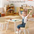 VEVOR Kids Table and 2 Chairs Set, Wooden Toddler Desk for Art, Learning & Play