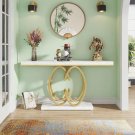 Gold Console Table with Faux Marble Top, Geometric Metal Base – Modern Entryway Table Gold Console Table with Faux Marble Top, Geometric Metal Base – Modern Entryway Table