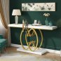 Gold Console Table with Faux Marble Top, Geometric Metal Base â Modern Entryway Table