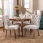 High Back Upholstered Dining Chair with Decorative Rivets & Wood Legs Set Of 2 | Ovonize Home Store