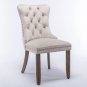 High Back Upholstered Dining Chair with Decorative Rivets & Wood Legs Set Of 2 | Ovonize Home Store