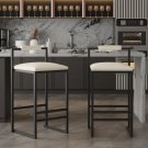 Beige Faux Leather Counter Height Bar Stools Set of 2, Modern Metal Frame Beige Faux Leather Counter Height Bar Stools Set of 2, Modern Metal Frame