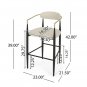 Beige Fabric Counter Height Stools Set of 2, Iron Frame, Modern Minimalist Design
