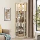 Lighted Glass Display Cabinet with Adjustable Shelves, Mirrored Back & Glass Doors Lighted Glass Display Cabinet with Adjustable Shelves, Mirrored Back & Glass Doors