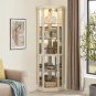 Lighted Glass Display Cabinet with Adjustable Shelves, Mirrored Back & Glass Doors