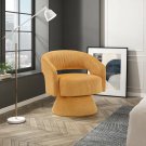Modern Corduroy Swivel Accent Chair with 360° Metal Base, Upholstered Lounge Chair