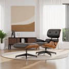 Luxury Black Cowhide Leather Reclining Lounge Chair with Ottoman Luxury Black Cowhide Leather Reclining Lounge Chair with Ottoman