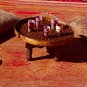 vintage nesting small cedar table, Moroccan tea table decor