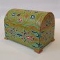 Vintage Moroccan Hand Painted Domed Chest Box, Turquoise wooden Jewelry box