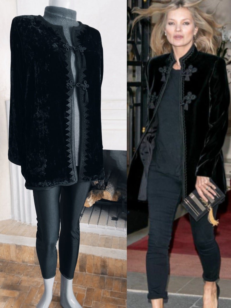Luxury winter Velvet Moroccan black jacket for women, ladies velvet coat