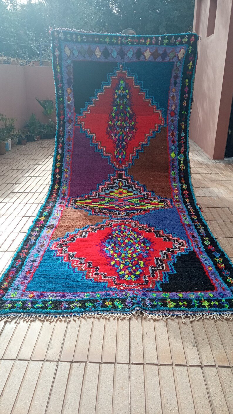 5Ã�12 Authentic Berber Colorful Moroccan Natural Wool Rug, Beni Ourain carpet