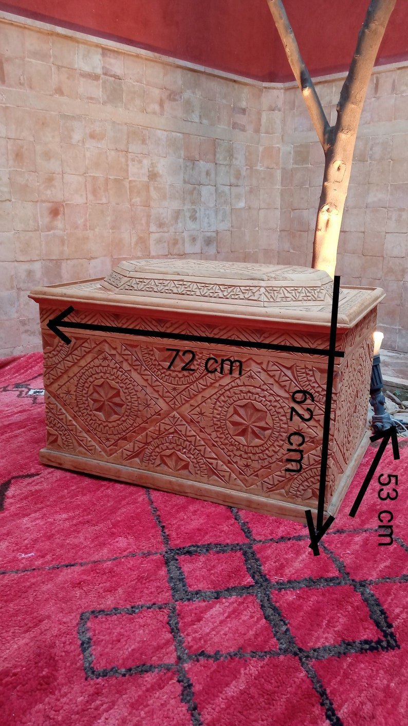 Wooden Cedar Chest Large Moroccan hand-carved Box