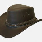 Australian Western Outback Style Cowboy Real Leather Bush Hat Brown