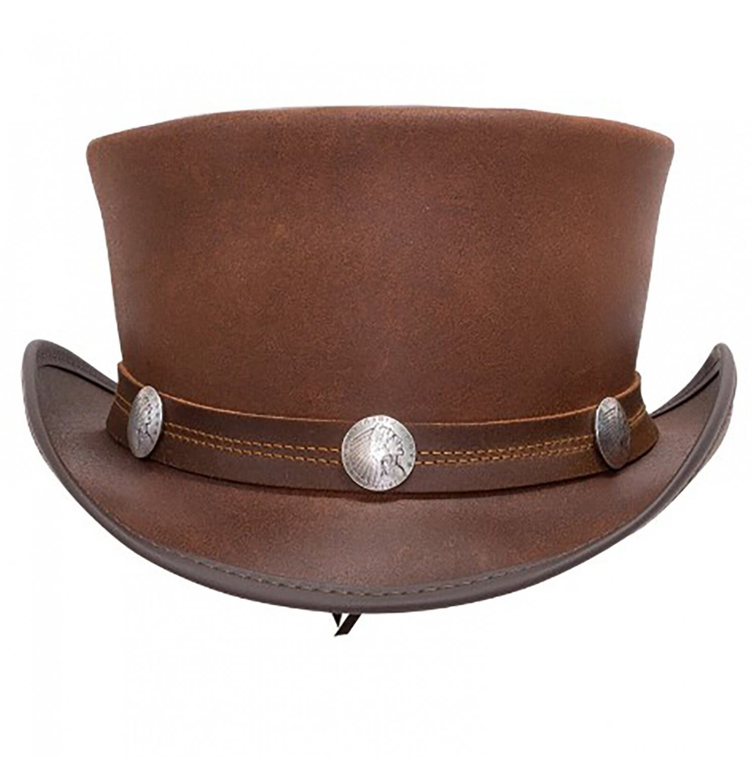 Brown Color Cowhide Leather Premium Quality Top Hat