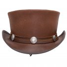 Brown Color Cowhide Leather Premium Quality Top Hat