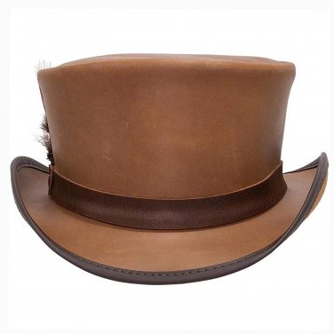 Cowhide Leather Hat With Feather