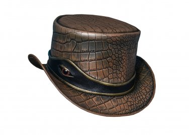 Crocodile Skin Texture Voodoo Hatter Steampunk Hat With Eye Band