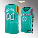 men's & youth Spurs Basketball Uniform #00 Custom name number Jerseys 2023 Turquoise City Shirts