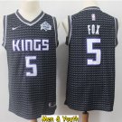 men's & youth Basketball Team Uniform #5 De'Aaron Fox Jerseys Black Statement Editon Shirts
