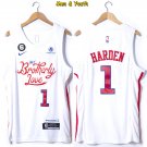 men's & youth Basketball Team Uniform #1 James Harden Jerseys 2023 White City Edition Shirts