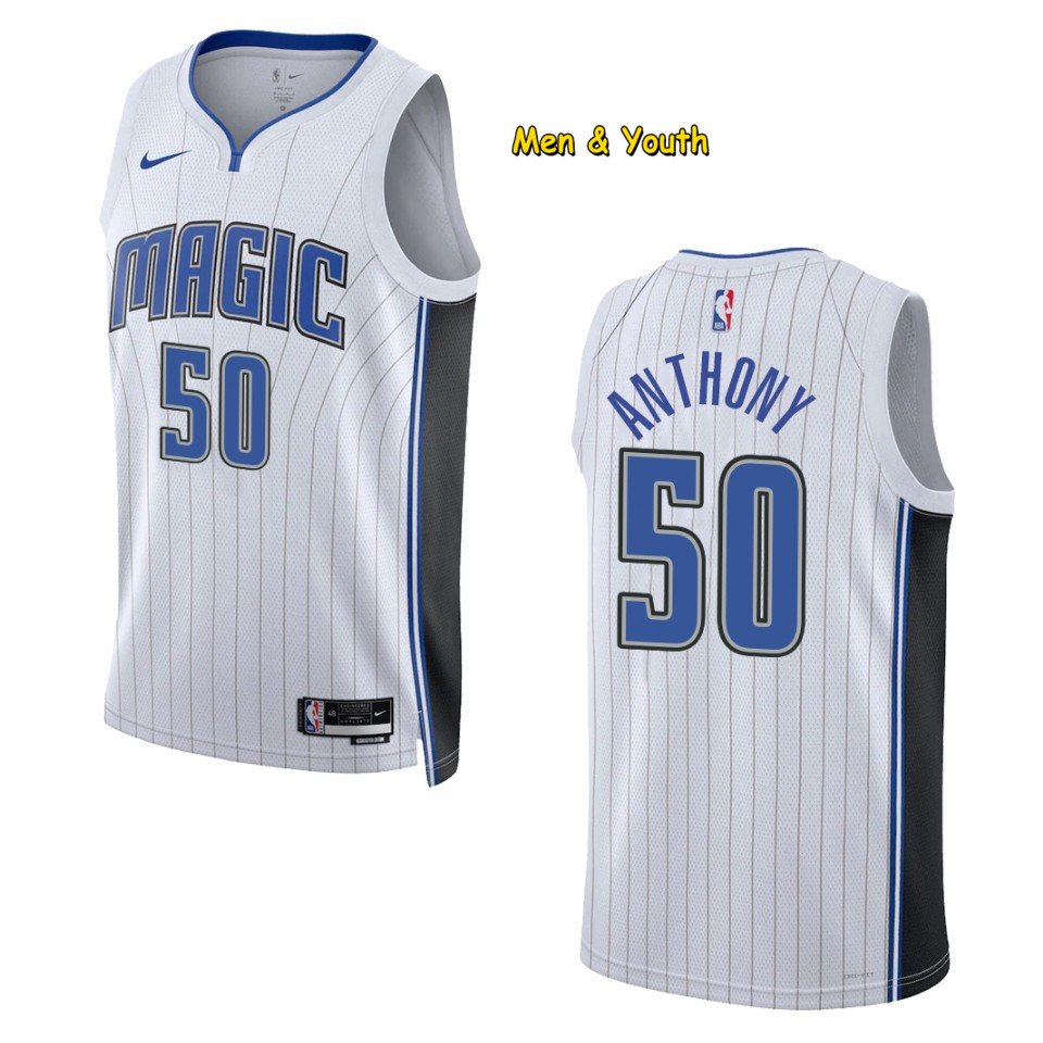 men's & youth Basketball Team Uniform 50 Cole Anthony Jerseys White