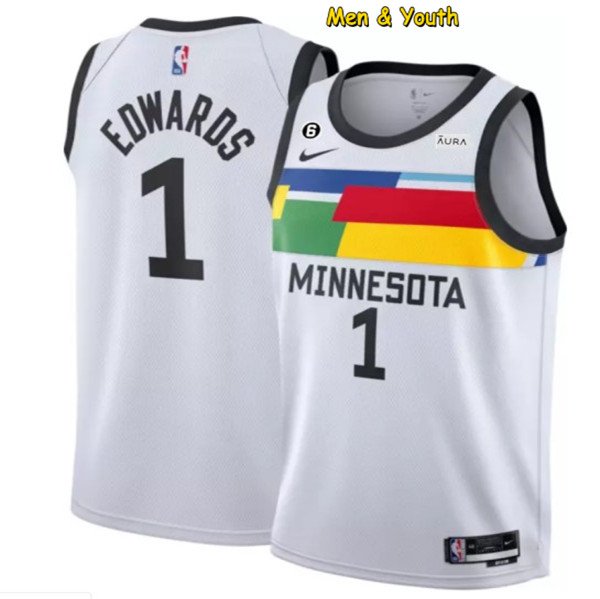 men's & youth Basketball Team Uniform #1 Anthony Edwards Jerseys 2022 ...