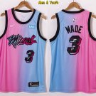 men's & youth Basketball Team Uniform #3 Dwyane Wade Jerseys 2021 Pink/Blue City Edition Shirts
