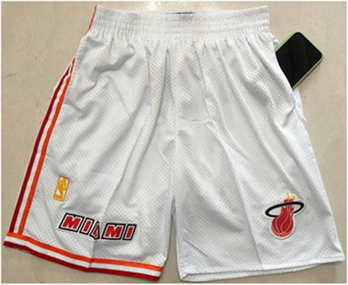 men's Miami Heat Shorts Throwback White Mesh Basketball adults Pants