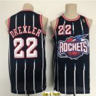 men's & youth Basketball Uniform #22 Clyde Drexler Jerseys Throwback Navy Pinstripe Classics Shirts