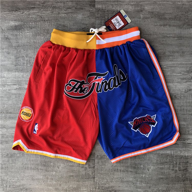 men's Rockets x Knicks Shorts Just Don 1994 Finals Split Mesh Zipper Pocket Basketball adults Pants