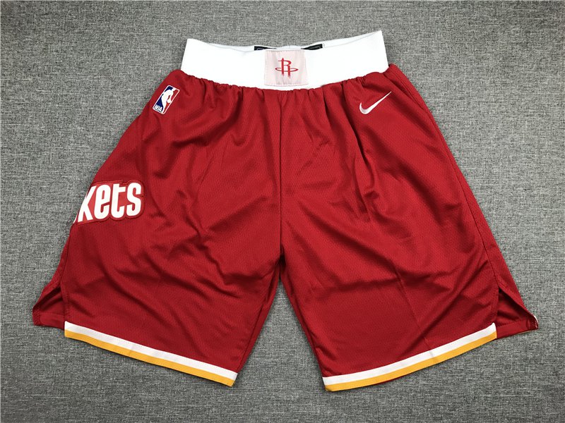 men's Houston Rockets Shorts Red Retro Classic Mesh Basketball adults Pants