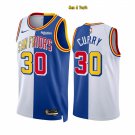 men's & youth San Francisco x Warriors Uniform #30 Stephen Curry Jerseys White/Blue Split Shirts