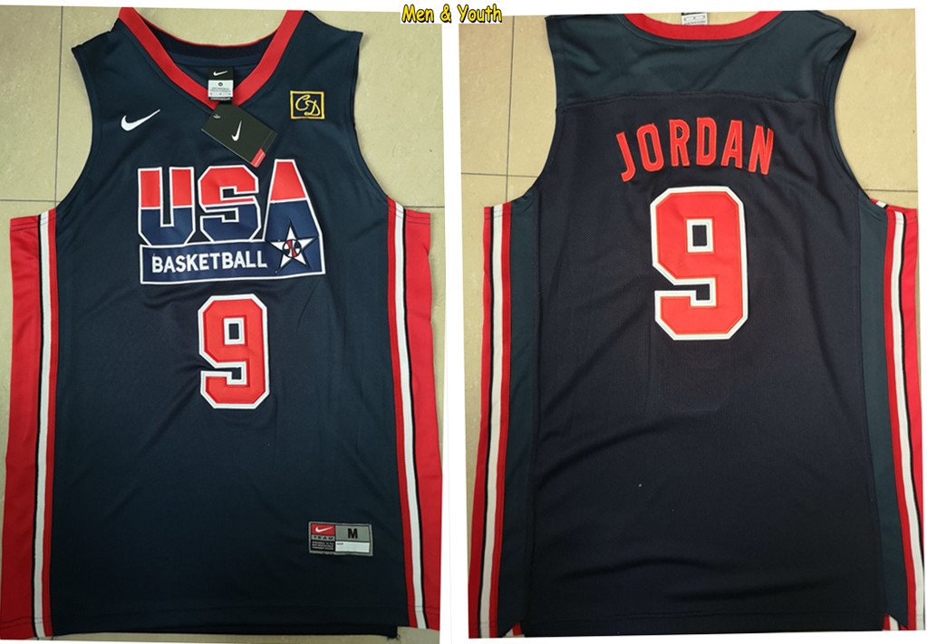 men's & youth USA Dream Team Basketball Uniform #9 Michael Jordan Jerseys Navy 1992 Olympics Shirts