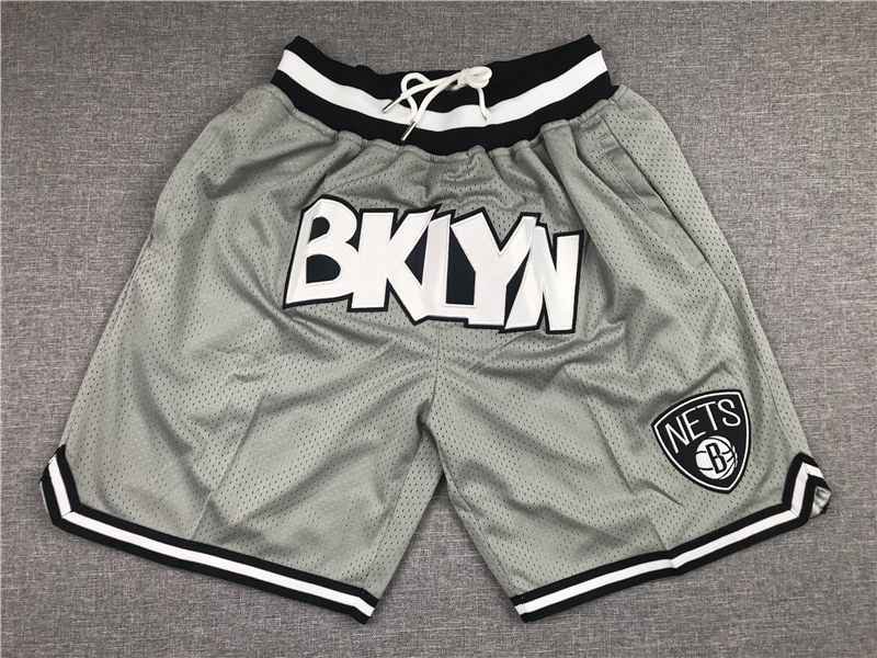 men's Brooklyn Nets Shorts Just Don Gray Retro Style Mesh Zipper Pocket Basketball adults Pants