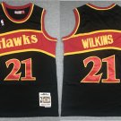 men's & youth Basketball Retro Uniform #21 Dominique Wilkins Jerseys Throwback Black Classics Shirts