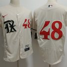men's & youth Baseball Rangers Uniform #48 Jacob deGrom Jerseys Cream 2023 City Connect Shirts