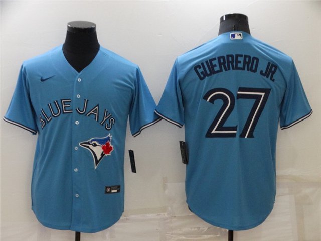 men's Baseball Blue Jays Uniform #27 Vladimir Guerrero Jr. Jerseys Blue Alternate adults Shirts