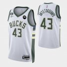 men's & youth Basketball Bucks Uniform #43 Thanasis Antetokounmpo Jerseys White Association Shirts