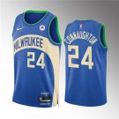 men's & youth Basketball Bucks Uniform #24 Pat Connaughton Jerseys 23/24 Blue City Edition Shirts