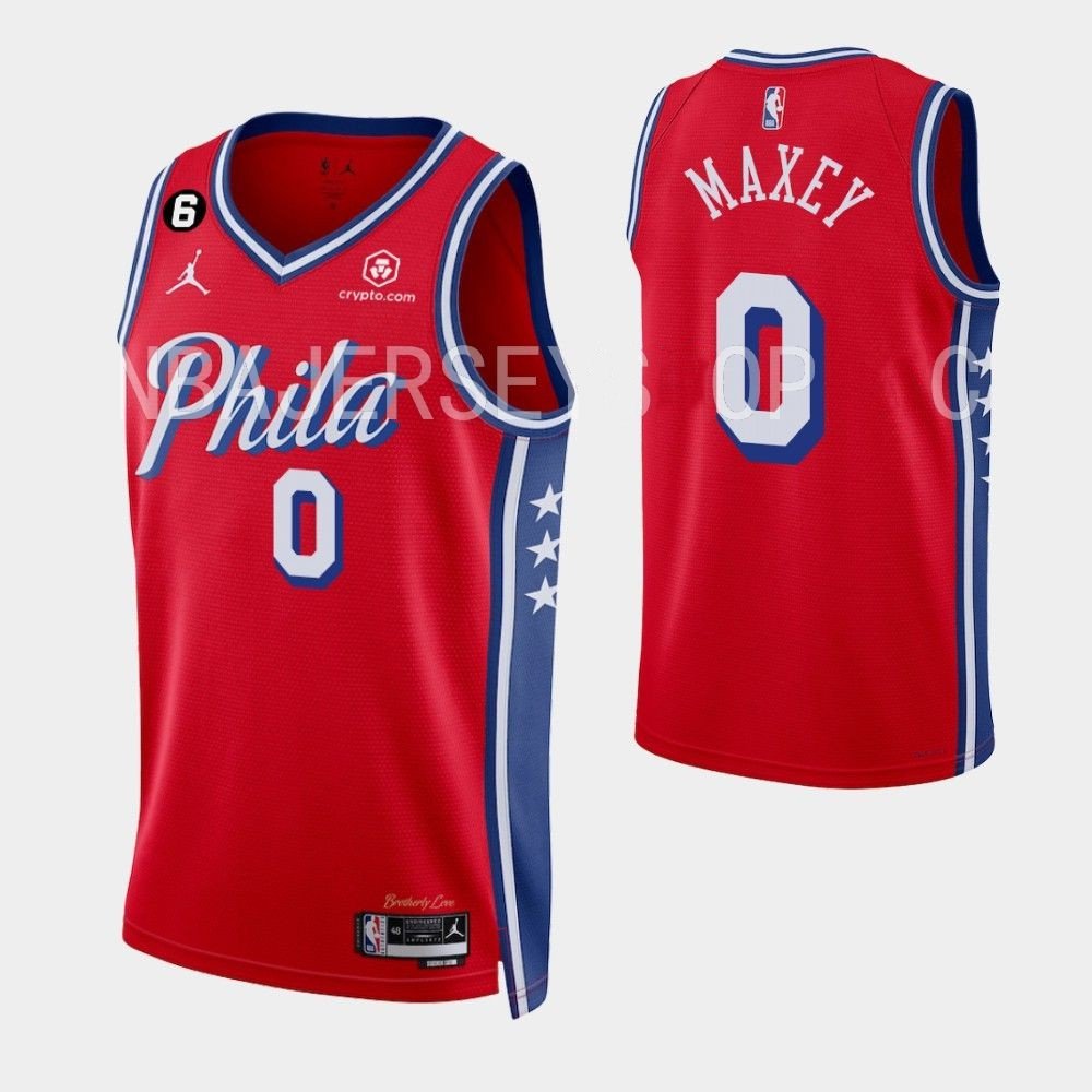 men's & youth Basketball 76ers Uniform #0 Tyrese Maxey Jerseys 2023 Red ...